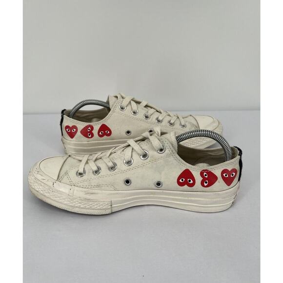 Converse Chuck Low Comme Des Garcons Play Heart Size 8 Women's White 162975C - Picture 7 of 15